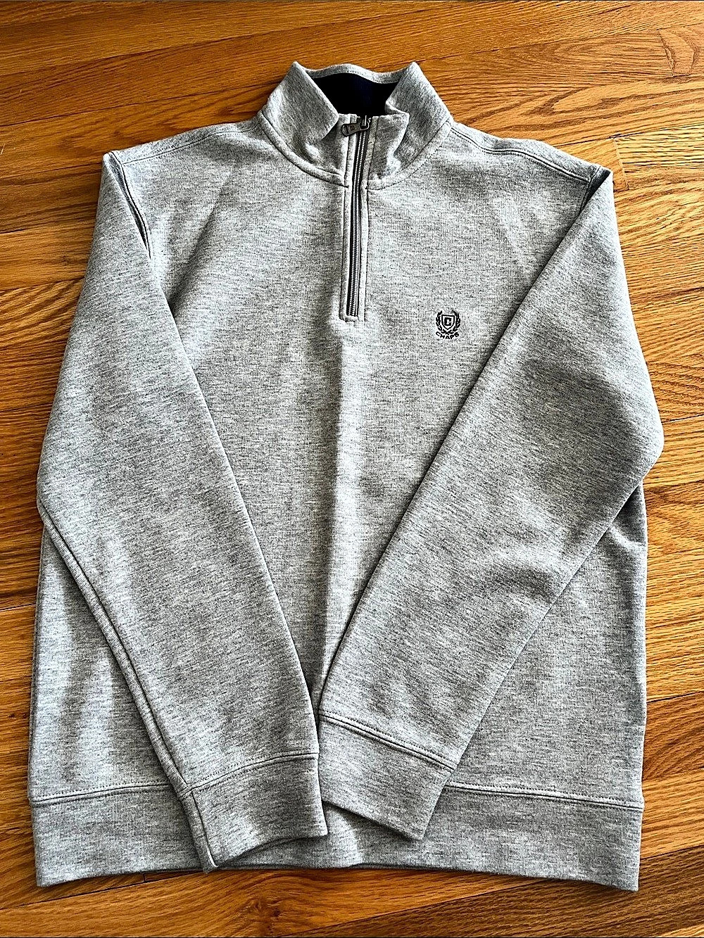 Chaps Men'Small Natural Stretch 1/4 Zip Pullover Gray Small